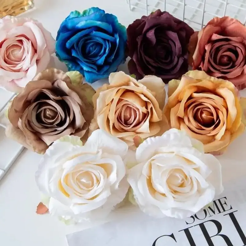 

Artificial flower Silk Rose Scrapbook courtyard arch Wedding bridal bouquet Home table vase DIY gift Garland Flower Wall Decor