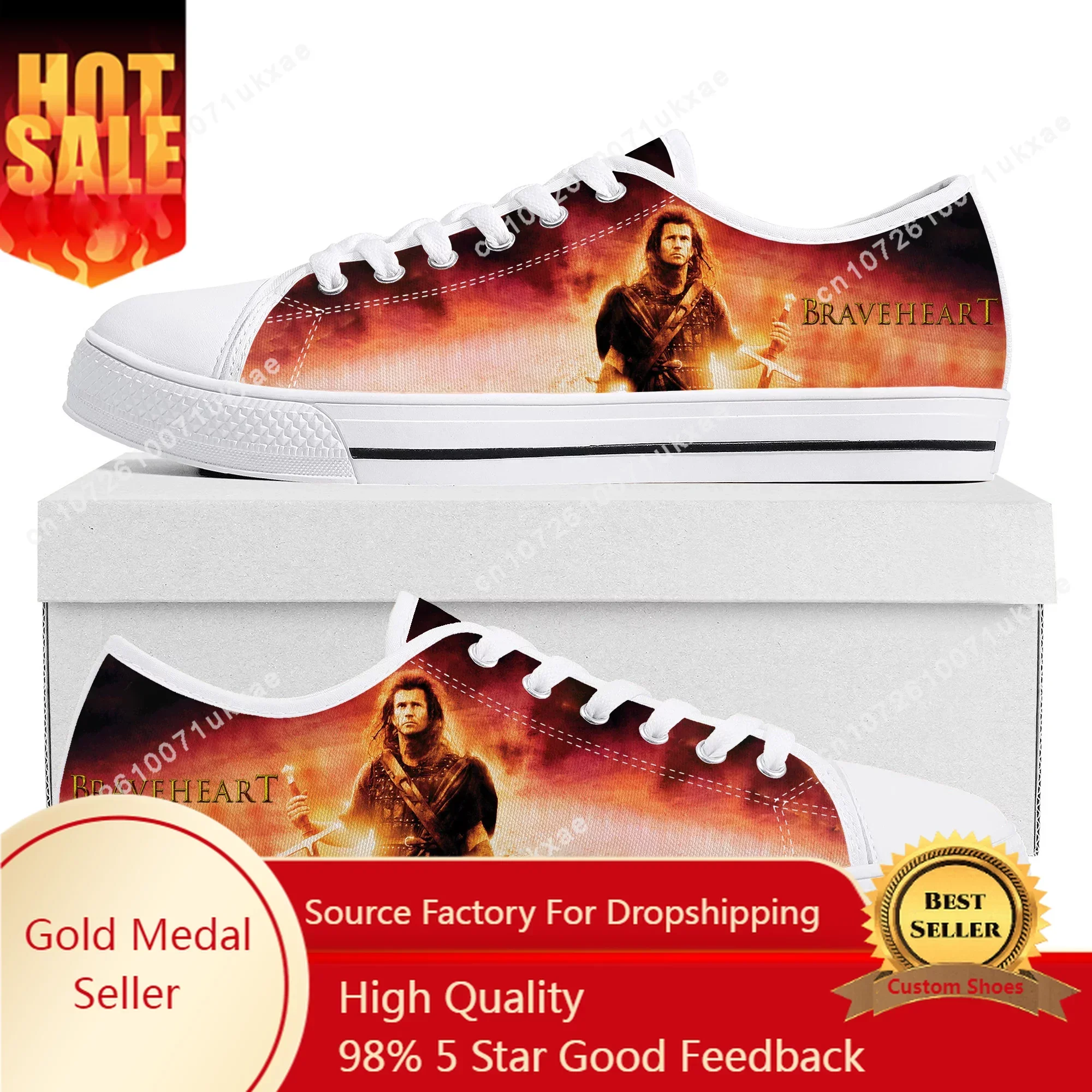 

Braveheart Low Top Sneakers Mens Womens Teenager High Quality William Wallace Canvas Sneaker couple Casual Shoes Custom Shoe