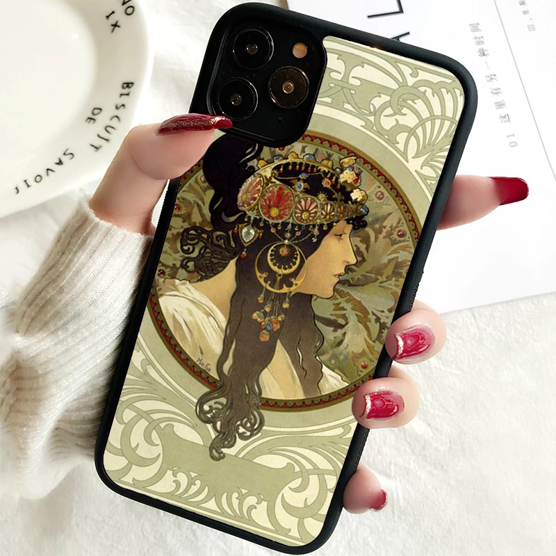 5 5S SE Phone Cover Case for iPhone 6 6S 7 8 PLUS X XS XR 11 12 13 MINI 14 PRO MAX Rubber Silicone Alphonse Alfons Mucha Dance