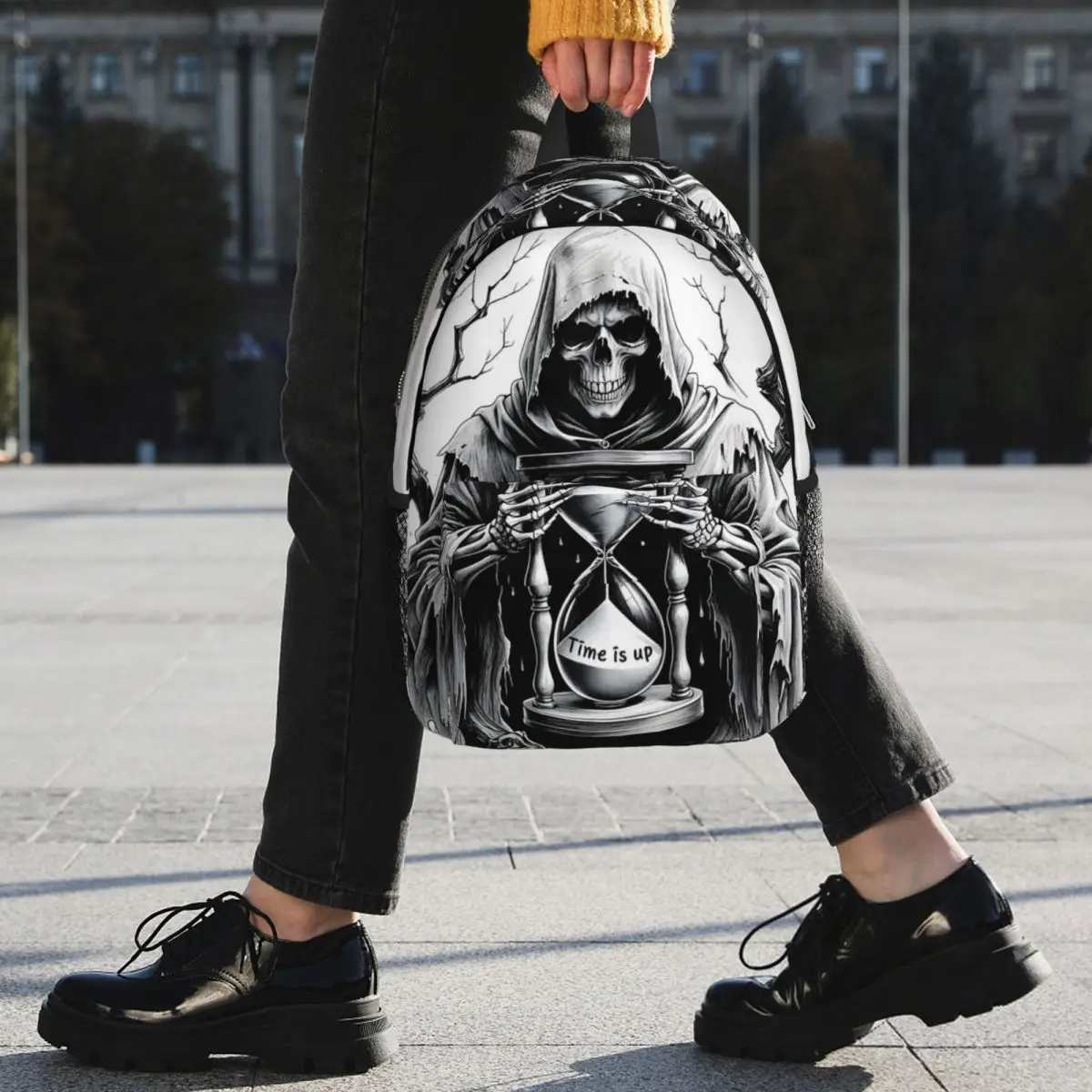 Gothic Grim Reaper And Hourglass Backpack Student BookBag Kids School Bag Computer Shoulder Bags for Men Women