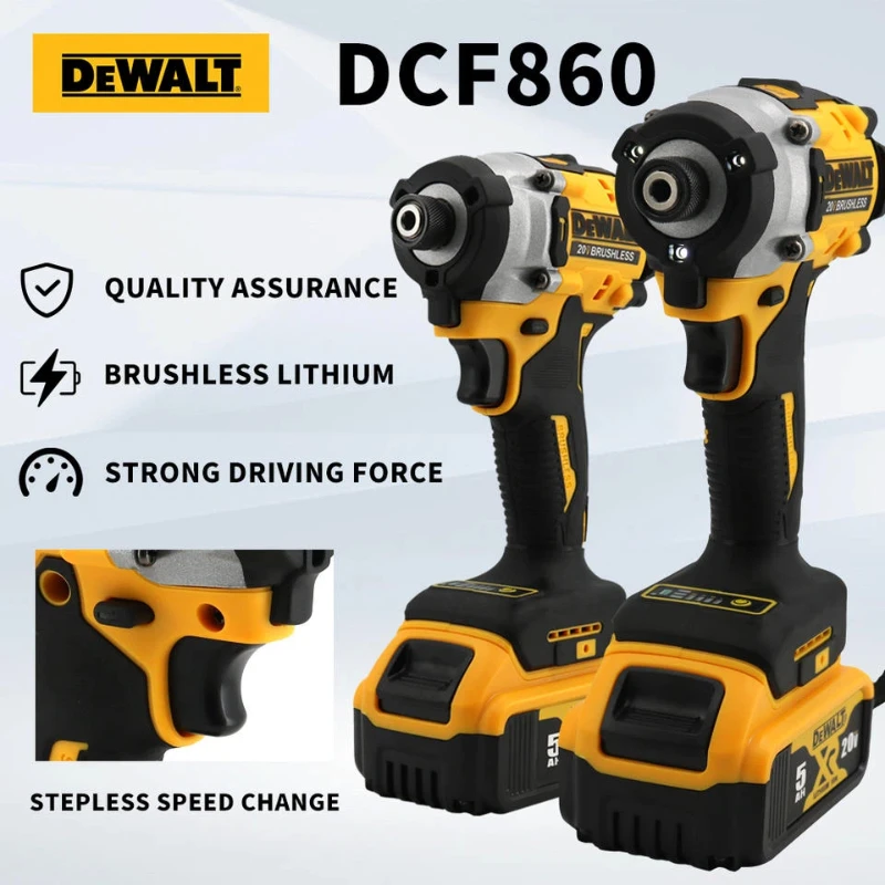 Dewalt DCF860 Cordless Brushless Electric Screwdriver Impact Function 20V Battery 282N.m Brushless Electric Drill DCF850Upgraded