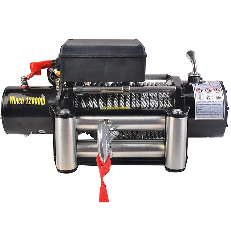 12V 13000lb Electric Recovery Winch Heavy Duty 4x4 Frosted Surface Power Hoist for Off-road Vehicle Towing with Remote Control