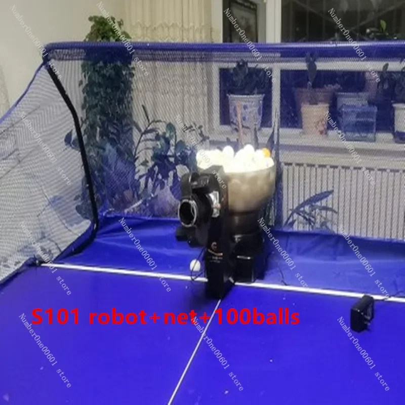 Pelatih Mesin Bola Ping Pong Robot Latihan Tenis Meja dengan Jaring Penangkap 100 Bola Robot Mengumpulkan Bola Tenis