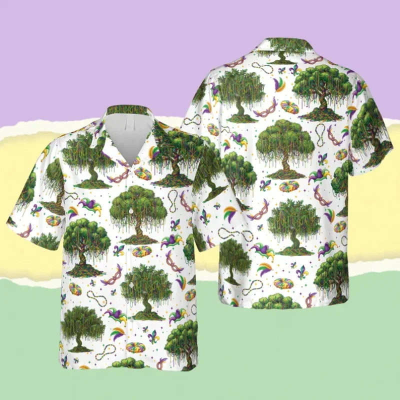 

Рубашка-маска для кошек в стиле Марди Гра, гавайская рубашка унисекс с 3D-принтом, с коротким рукавом, в стиле Алоха, наряд для Марди Гра