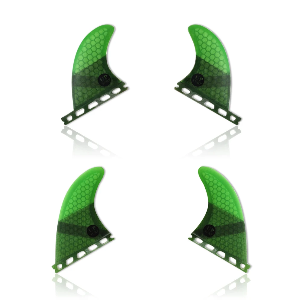 Surfboard Single Tabs Fins M+GL Green Fiberglass Honeycomb Quad Fin Set Surf Board Fins 4pcs Surfing Swimming Accessories