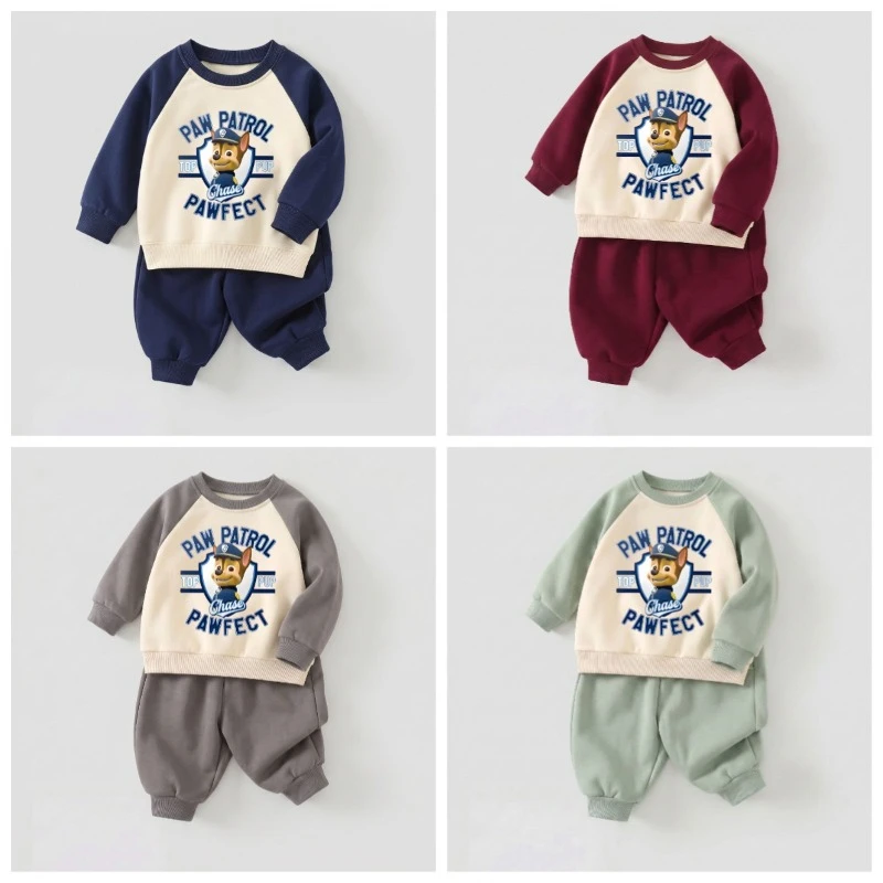 2026 Autumn New Boys Fashion Sweatshirts and Sweatpant Two Piece Suit Kids Hoodies Long Pant Sets Tracksuit Paw Patrol Casual