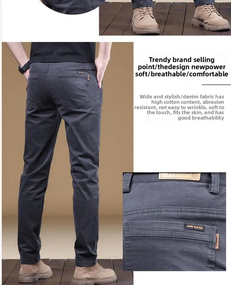 Hochwertige Dünne Baumwoll-Herrenhose Trendige Vielseitige Elastische Leichte Business-Hose Formelle Gerade Arbeitshose – Detail 7