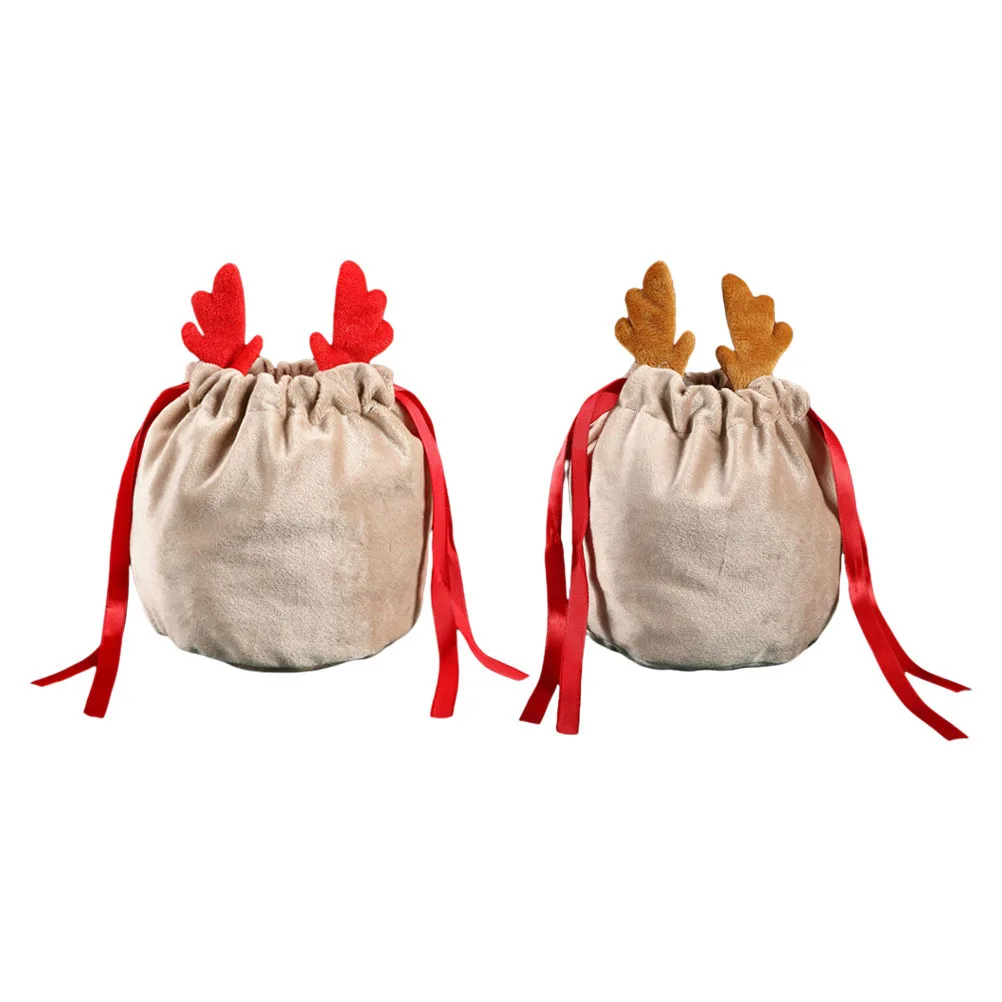 Bolsas de regalo de Navidad, bolsas festivas con cordón para dulces, embalaje, organizador de almacenamiento de regalos para niños, 2 uds.