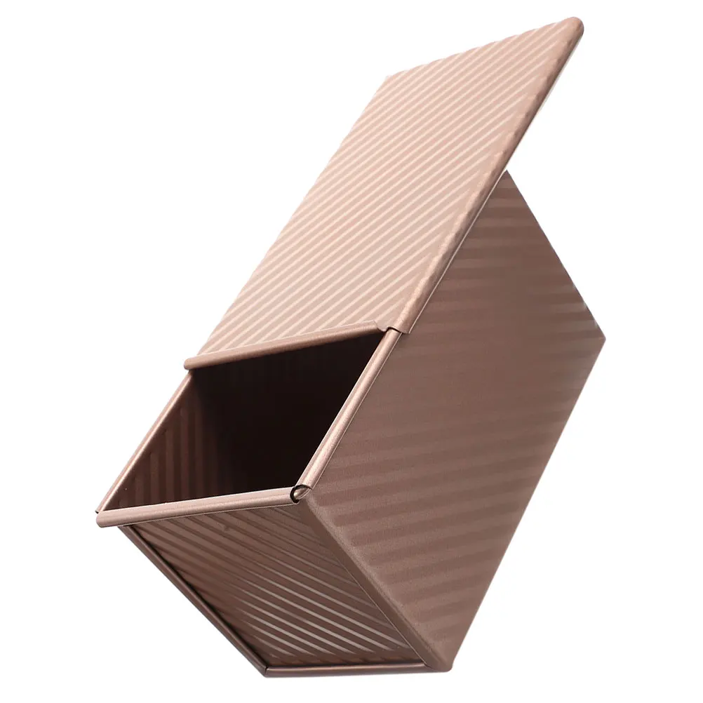 

Corrugated Bread Jar Pullman Loaf Pan Metal Rectangular Baking Rose Gold Nonstick Mold Sturdy Material Even Heat Distribution