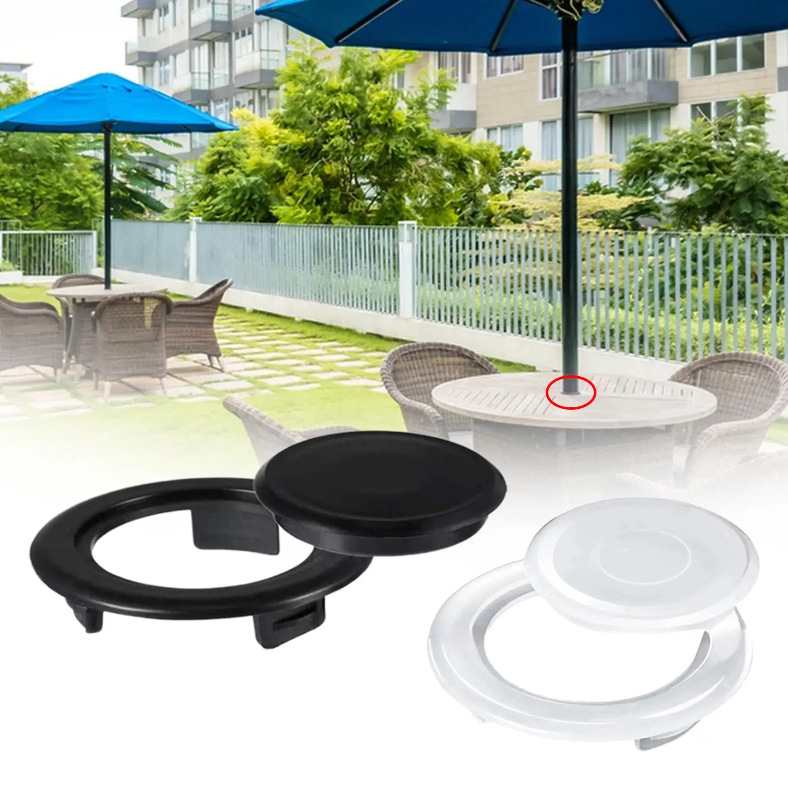 Table Umbrella Hole Ring and Cap Parasol Parts Umbrella Hole Cover and Stopper for Summer Deck Outside Garden Party Coffee Shop