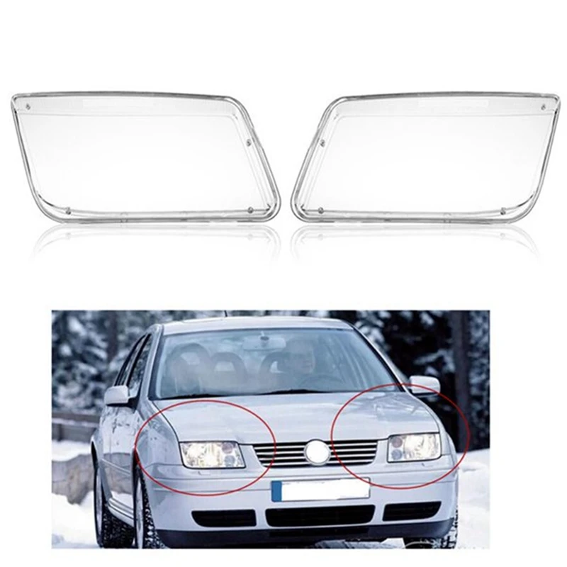 1Pair Car Headlight Mask Headlamp Mask Cover Transparent Lamp Shell For Volkswagen Bora Jetta MK4 1998-2004