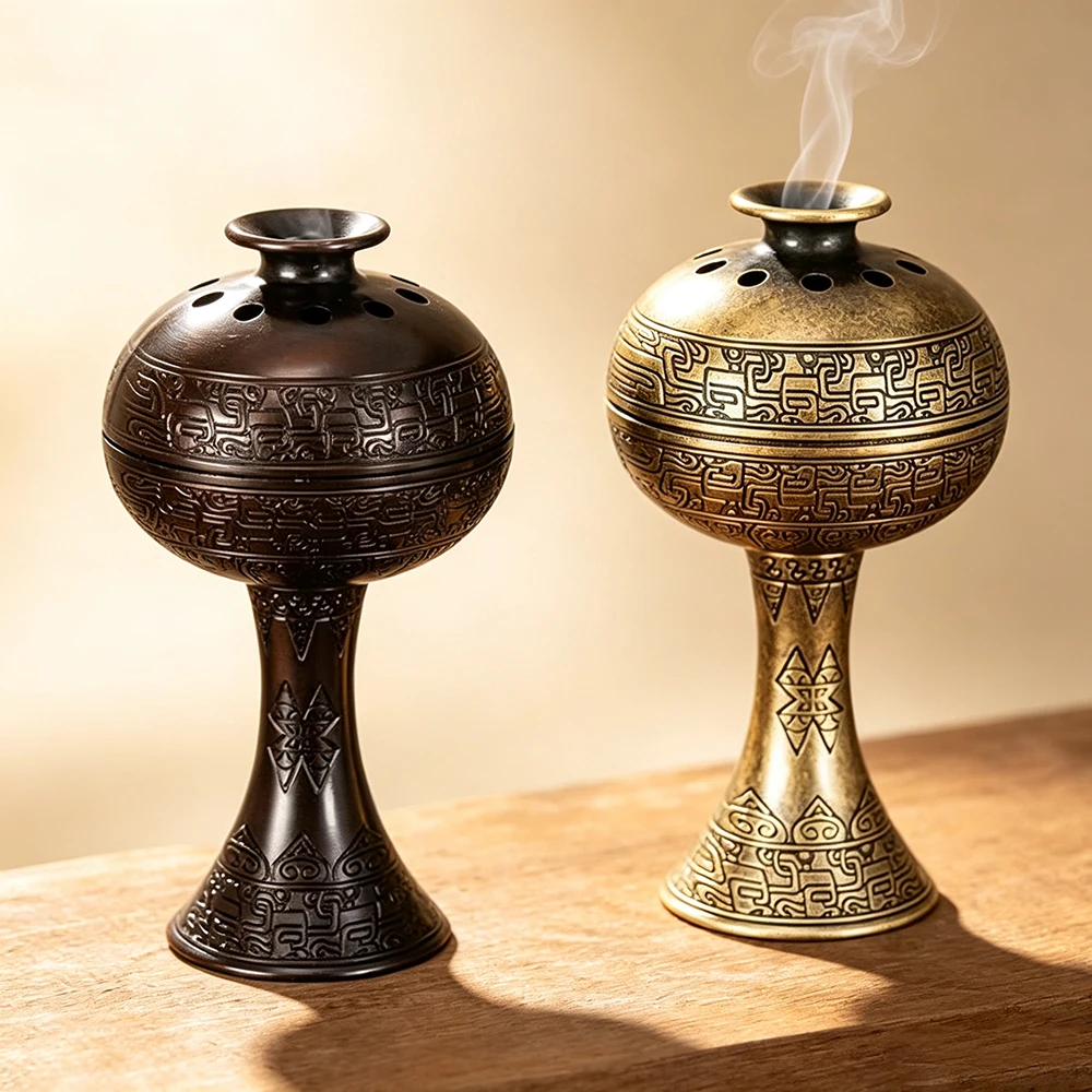 New Vintage Victory Han Pattern Incense Burner, Indoor Coil Incense Holder Sandalwood Censer, Living Room Tea Ceremony Ornament