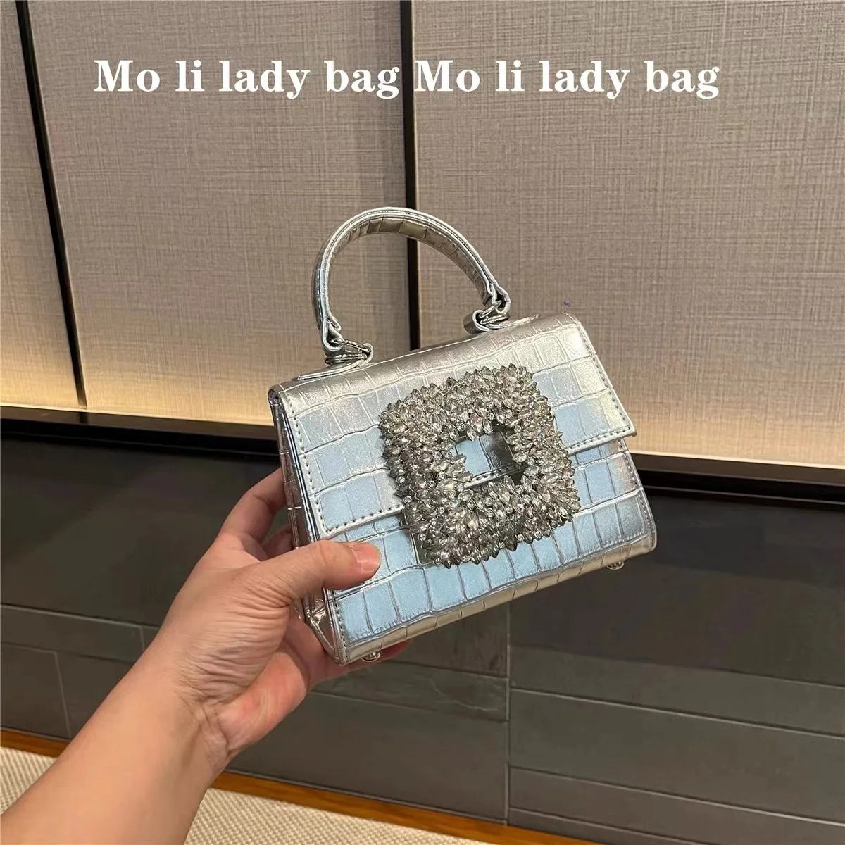 Fashion Striped Square Bag Women\'s Handbag Glitter Shiny Diamonds Evening Bag Wedding Party Clutch Purse Female Messenger Bag