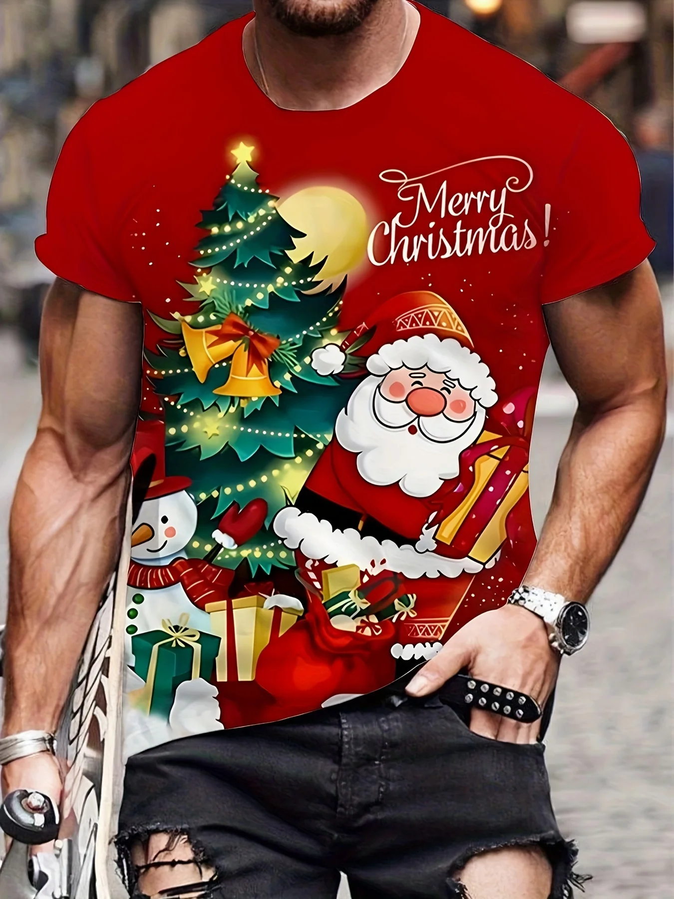 

Christmas 3D Santa Claus Print T Shirt for Men Casual Short Sleeve Tee Shirts Fashion O-Neck Top New Year Gift Oversized T-Shirt