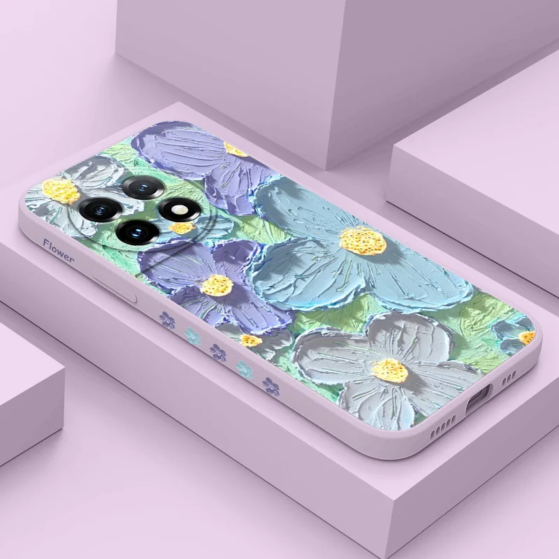 

Cool Flower Phone Case For Oneplus 13 13R 12 12R 11 11R 10 10R 10T 9R 9RT 9 8T 8 7 7T Pro 5G Liquid Silicone Cover