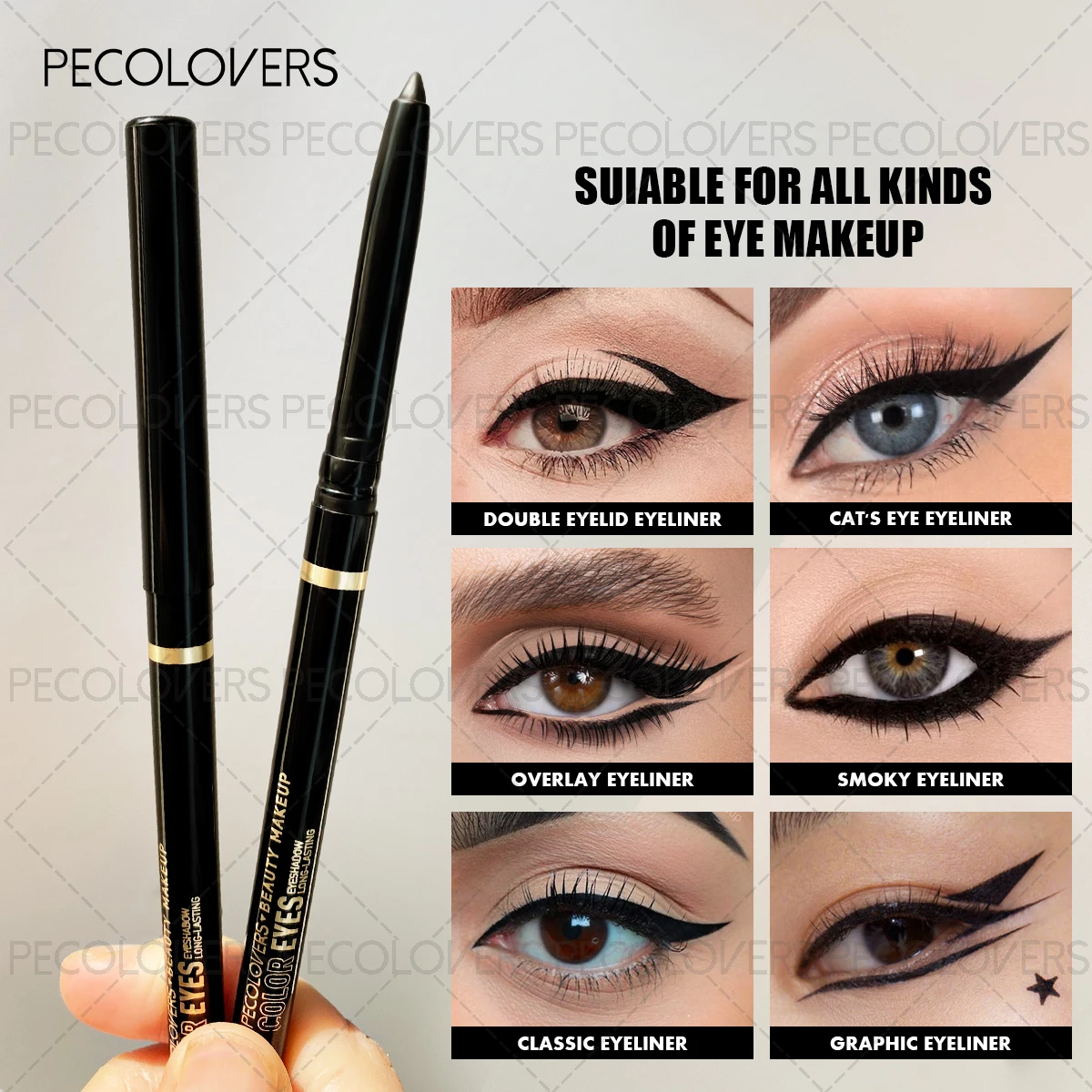 1 x wasserfester Eyeliner-Gelstift, langlebig, glatte Anwendung, grün, weiche Textur, verschmiert nicht, Halloween/Party/Weihnachten