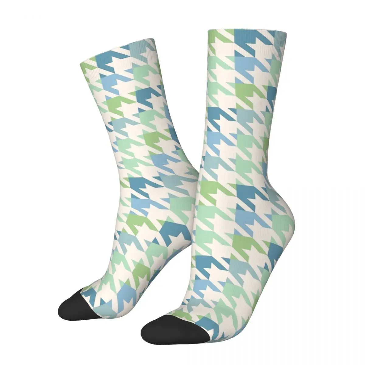 Pattern In Blue Green 90s Retro Thousand Birds Pattern Unisex Winter Socks Hip Hop Happy Socks Street Style Crazy Sock