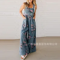 Jumpsuit Dungarees Women's Summer Printed Wide-leg Comfortable Casual Minimalist Niche Versatile Fashionable Designer Luxurious - Image 5