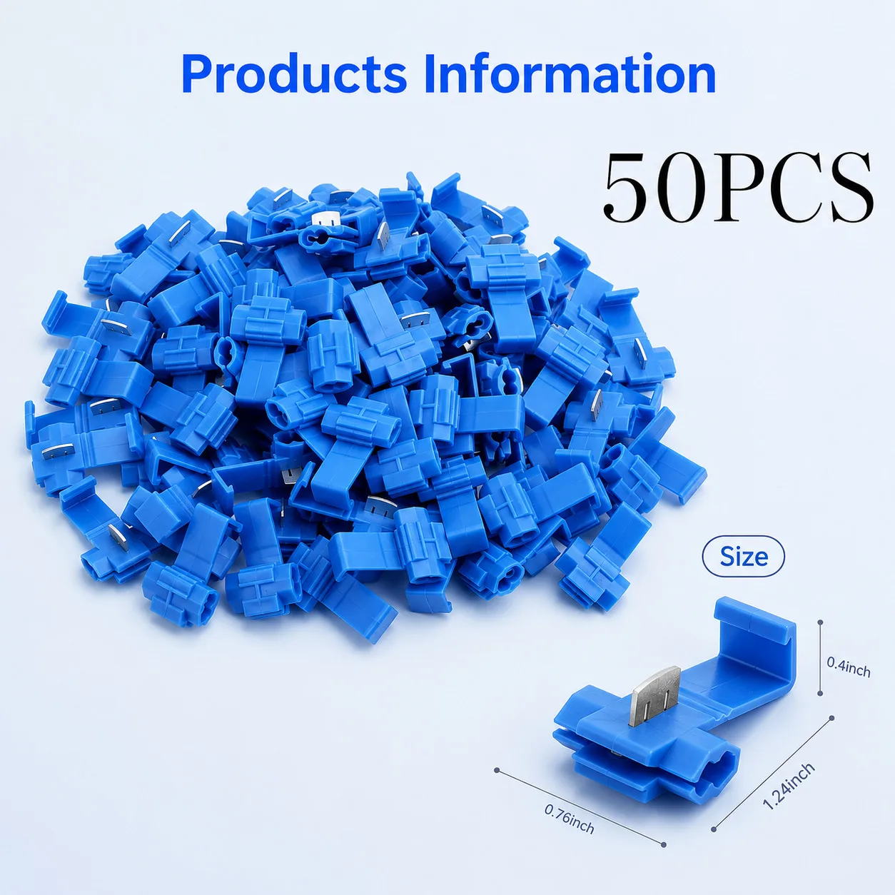 50PCS Quick Splice Wire Connector IDC No Strip Branch Tap Terminal 3 Sizes 22-18 18-14 12-10AWG Automotive Electrical Wiring