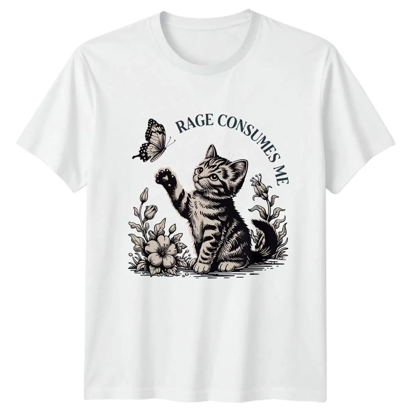 Rage Consumes Me T Shirt Sarkastische Katze Katzen Geburtstag Geschenk für Sie und Ihn vintage Washed Comfortable
