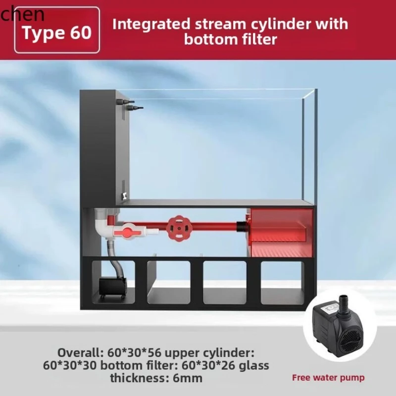 خزان ذهبي صغير من الزجاج فائق الوضوح لغرفة المعيشة من HTT مع فلتر متكامل لسطح المكتب وحوض السمك #1