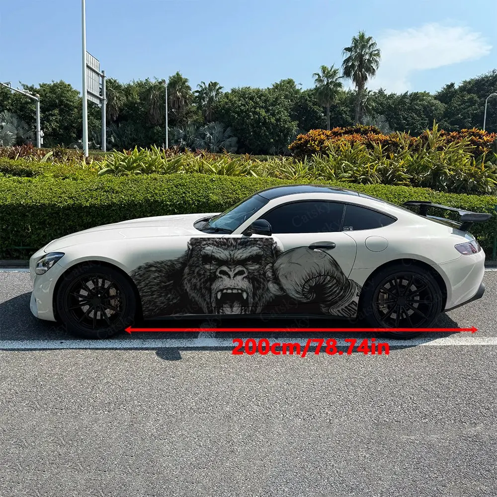 2pcs Chimpanzee Boxer Car Decal Full Body Floral Decoration Covering Scratches Protect Car Decal Waterproof Car Vinyl Wraps