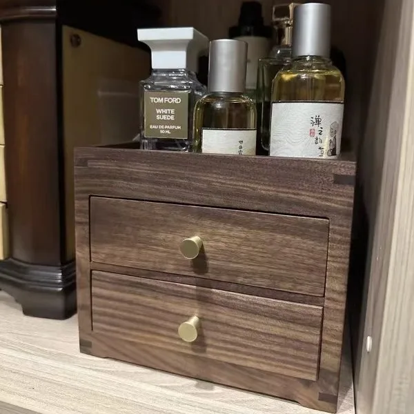 Ореховый настольный двухслойный крыльцо, небольшой ящик, бытовой ящик из цельного дерева, ящик для хранения чая, торта, ювелирные изделия, маленькое хранилище