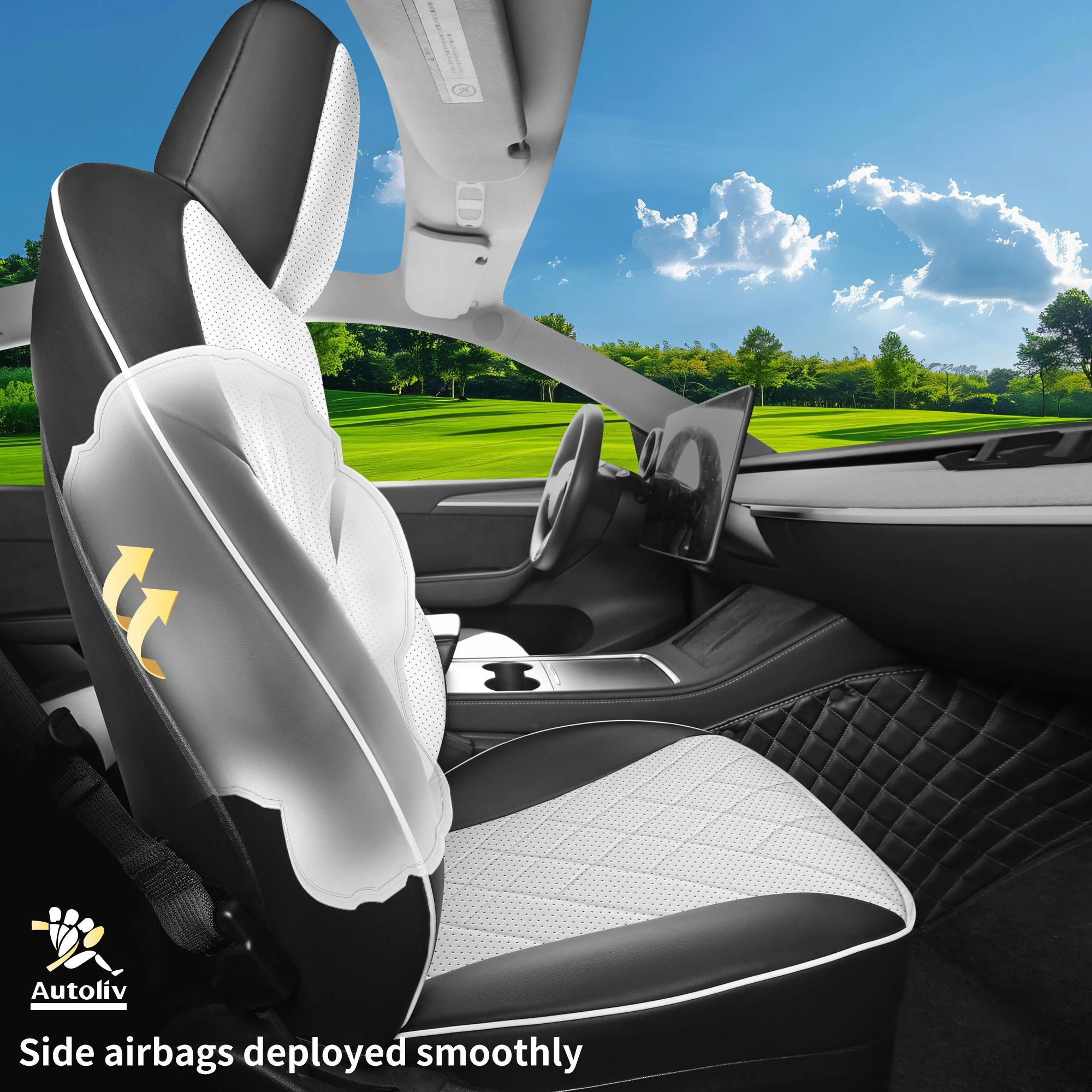 Housse de siège de voiture imperméable 5 places Apexglow pour Tesla Model Y/Model 3, coussin de siège en PU, ventilation confortable, séparé