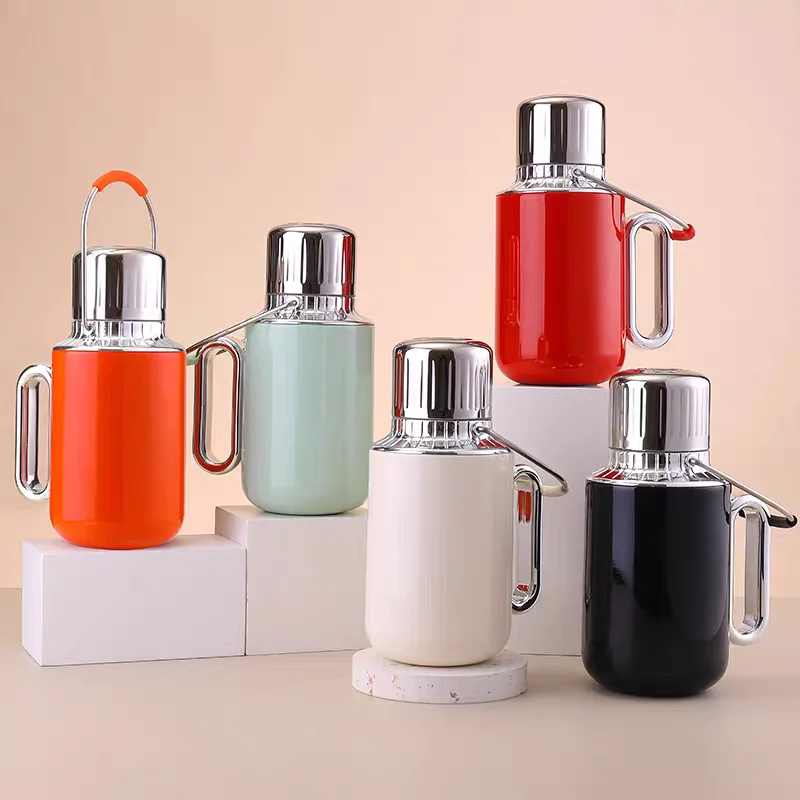 Image of 316 Edelstahl kleiner Thermobehälter für den Haushalt, tragbarer Warmwasserkocher mit großer Kapazität, tragbare Teekanne