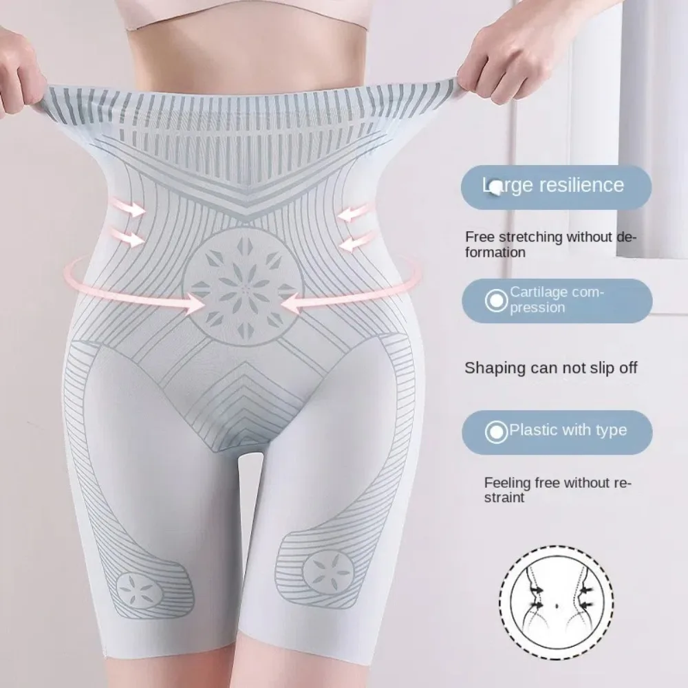 High Waist Ice Silk Girdle Panties Shapewear Belly Contracting Postpartum Body Shaper Trouser Legs Waist Trainer