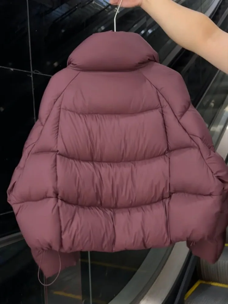 Ele ort Puffer Jaet Women's Wine Red Stand Collar Bread Sle Outerwear Winter 2025 New Arrival Commute Sle