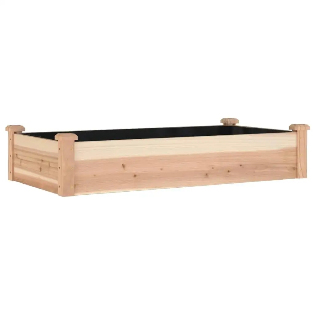 Solid Wood Fir Garden Raised Bed 47.2x23.6x9.8 with Liner - Durable Planter for Vegetables & Flowers