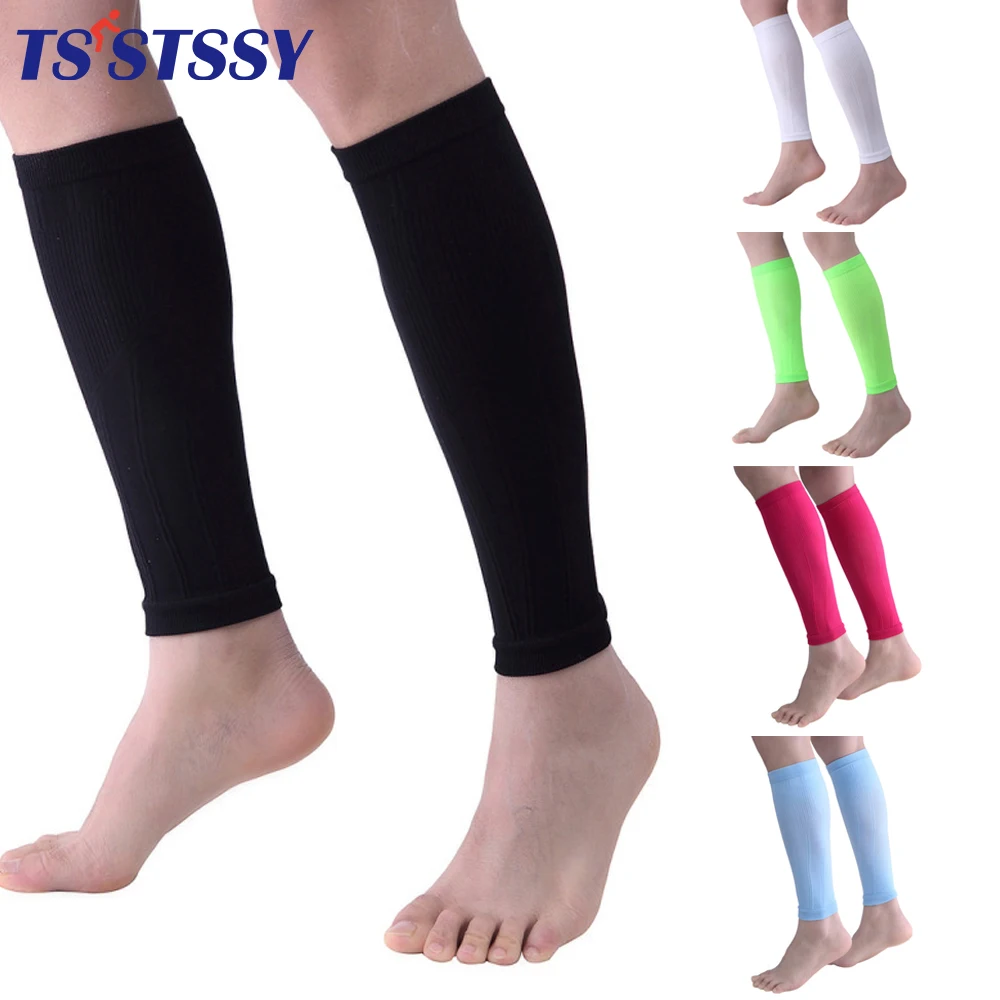 1Pair Sport Calf Compression Sleeves Men Women Shin Splint 20-30mmhg, Footless Compression Socks for Cycling Running Basketball