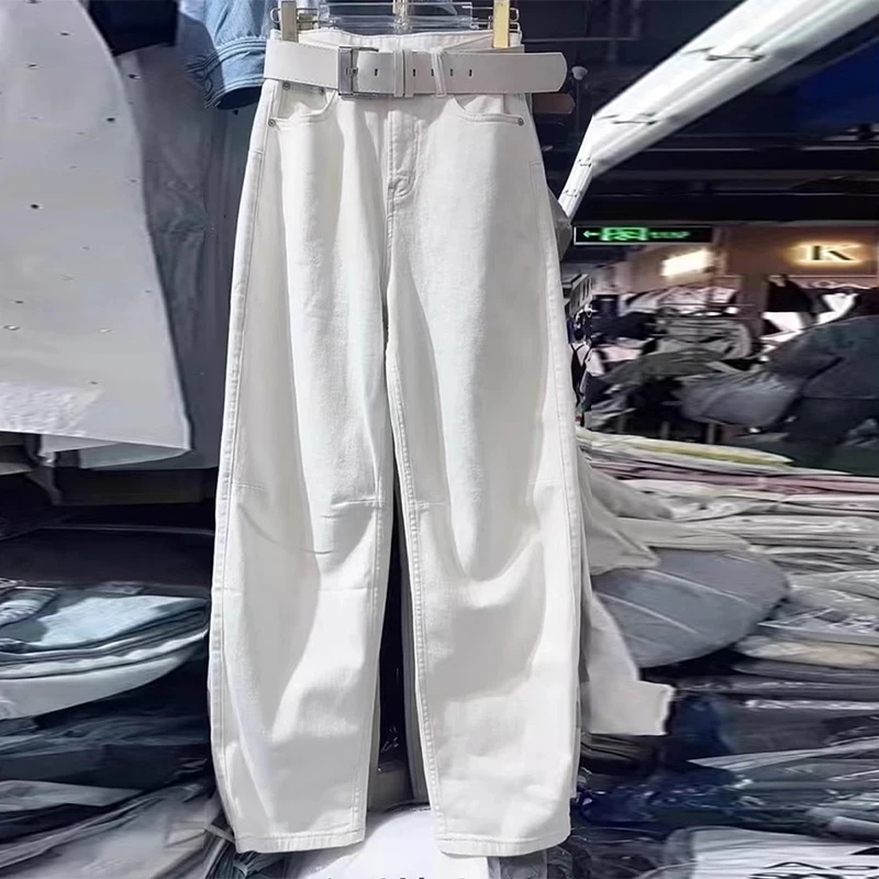 

High Waist Wide Leg Jeans Women's Autumn Winter Straight Cut Trousers Drapey Knife Denim Pants plus Size Hip Concealing