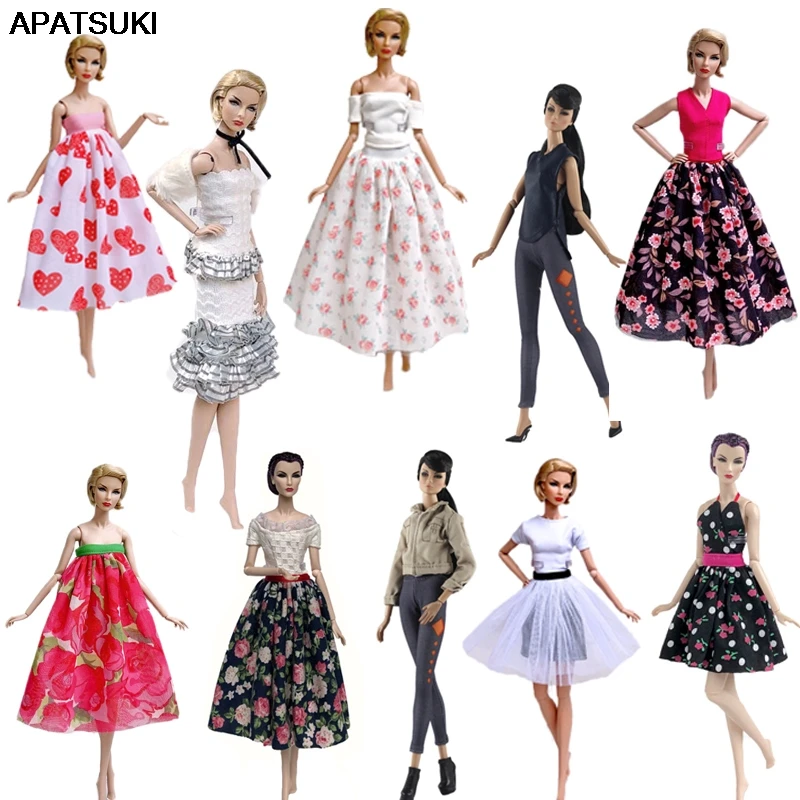 Fashion Doll Costume For Barbie Doll Suit Fancy Party Dress Groe Shirt Mini Dress 1/6 Doll Accessories Children's Toys