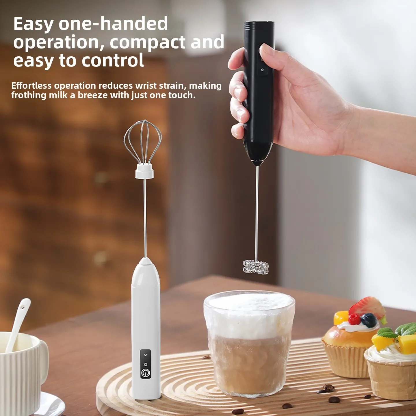 Wireless Milk Frother Electric Type-C Handheld Blender Stainless Steel Mini Coffee Maker Whisk Mixer For Coffee Cappuccino Cream