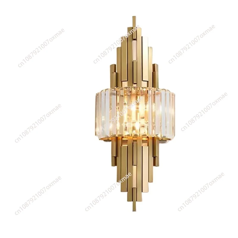 

Elegant Interior Brass Scones Modern Light Emitting Diode Crystal Wall Lamp Hotel Home Decoration Creative Bedside Design