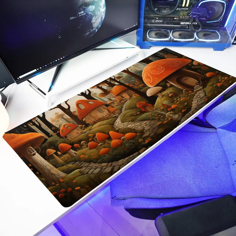 

Коврик для мыши с мультяшным грибом XXL, настольная клавиатура, настольные коврики, игровой противоскользящий настольный коврик, компьютерные аксессуары, длинный коврик для мыши