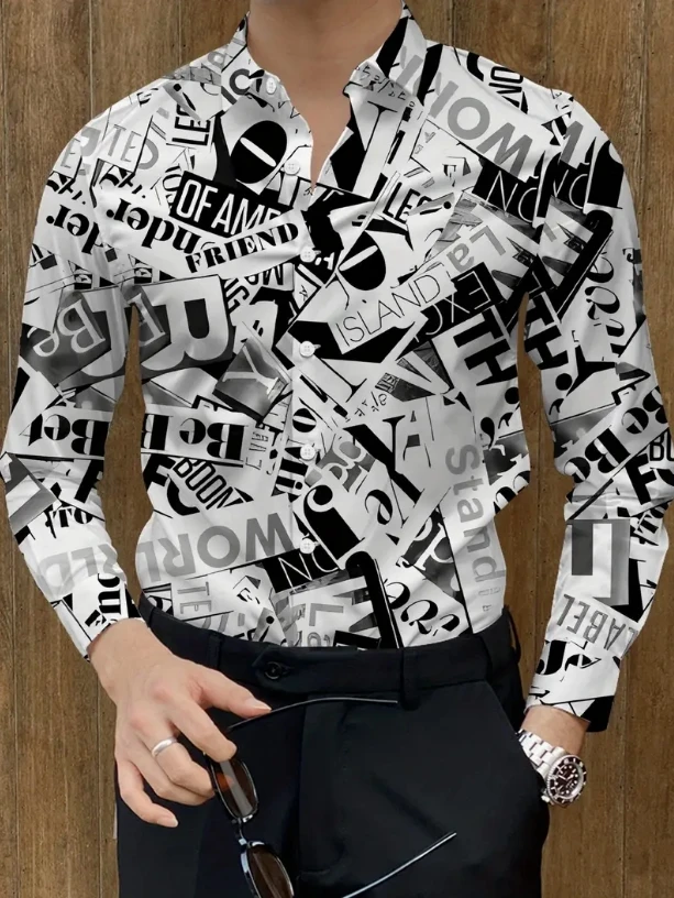 Men's Long Sleeve Plaid Shirt with Lapel Four-Way Stretch Party Workwear Print S-5XL Plus Size 2025