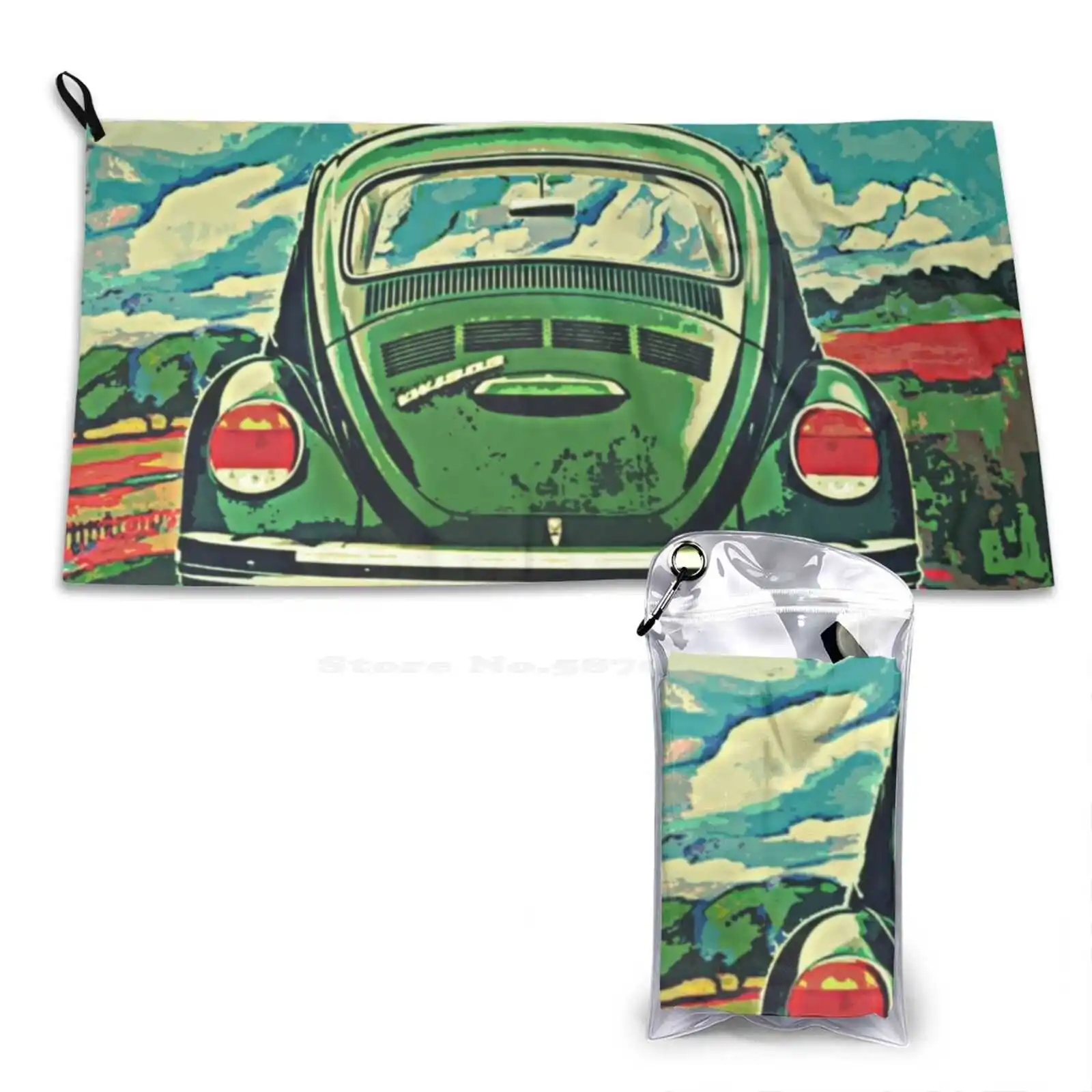 Floral Gym Outdoor Sports Fitness Towel Bath Washcloth Classic Car Cute Beetle German Little Vehicle Travel Motoring Bug Veedub