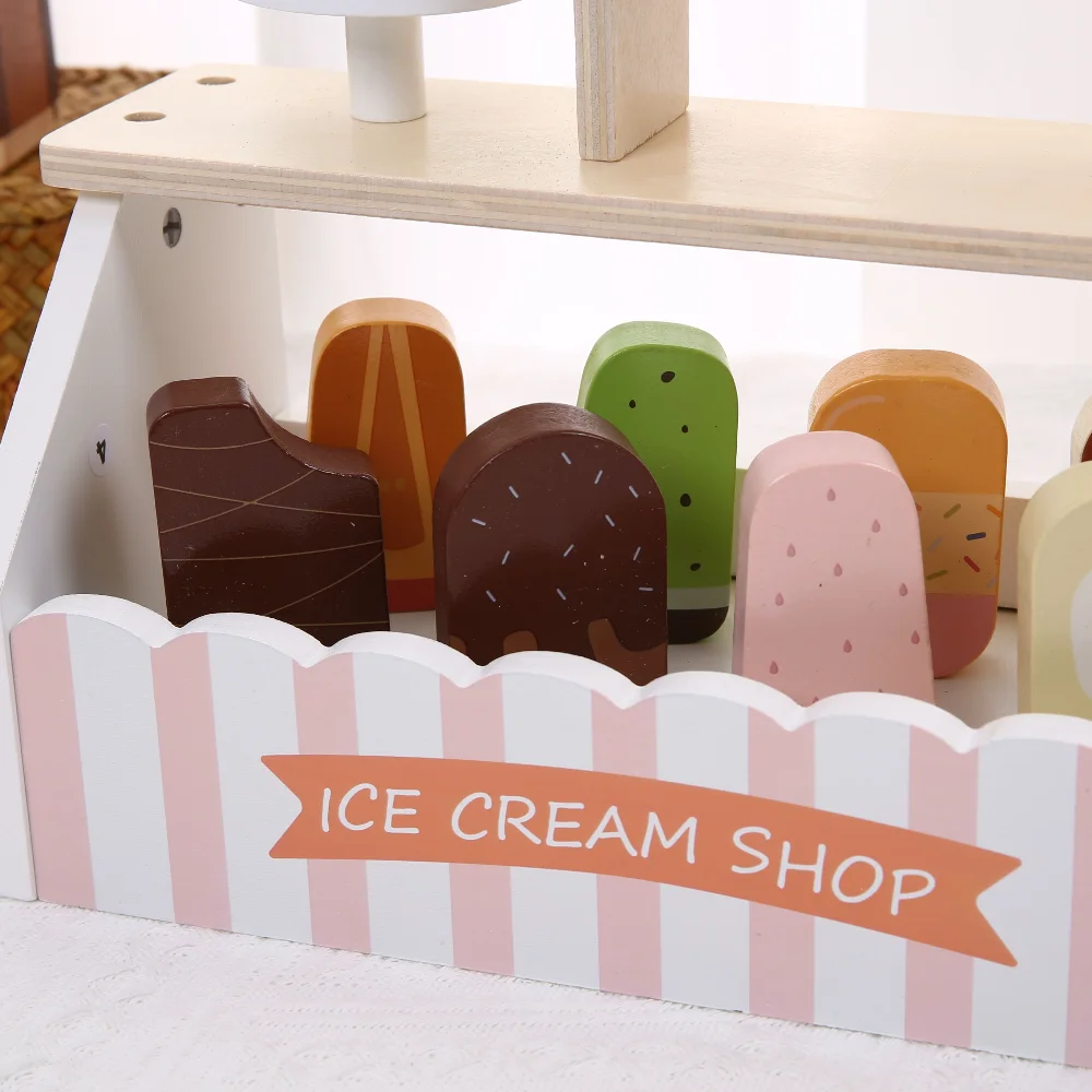 ألعاب آيس كريم خشبية ألعاب طعام ملحقات المطبخ مع لعب الأدوار للأطفال والبنات والأولاد