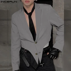 Fashion Casual Style Tops INCERUN New Men Deconstructive Design Solid Suit Coats Streetwear Male Long Sleeved Blazer S-5XL 2024