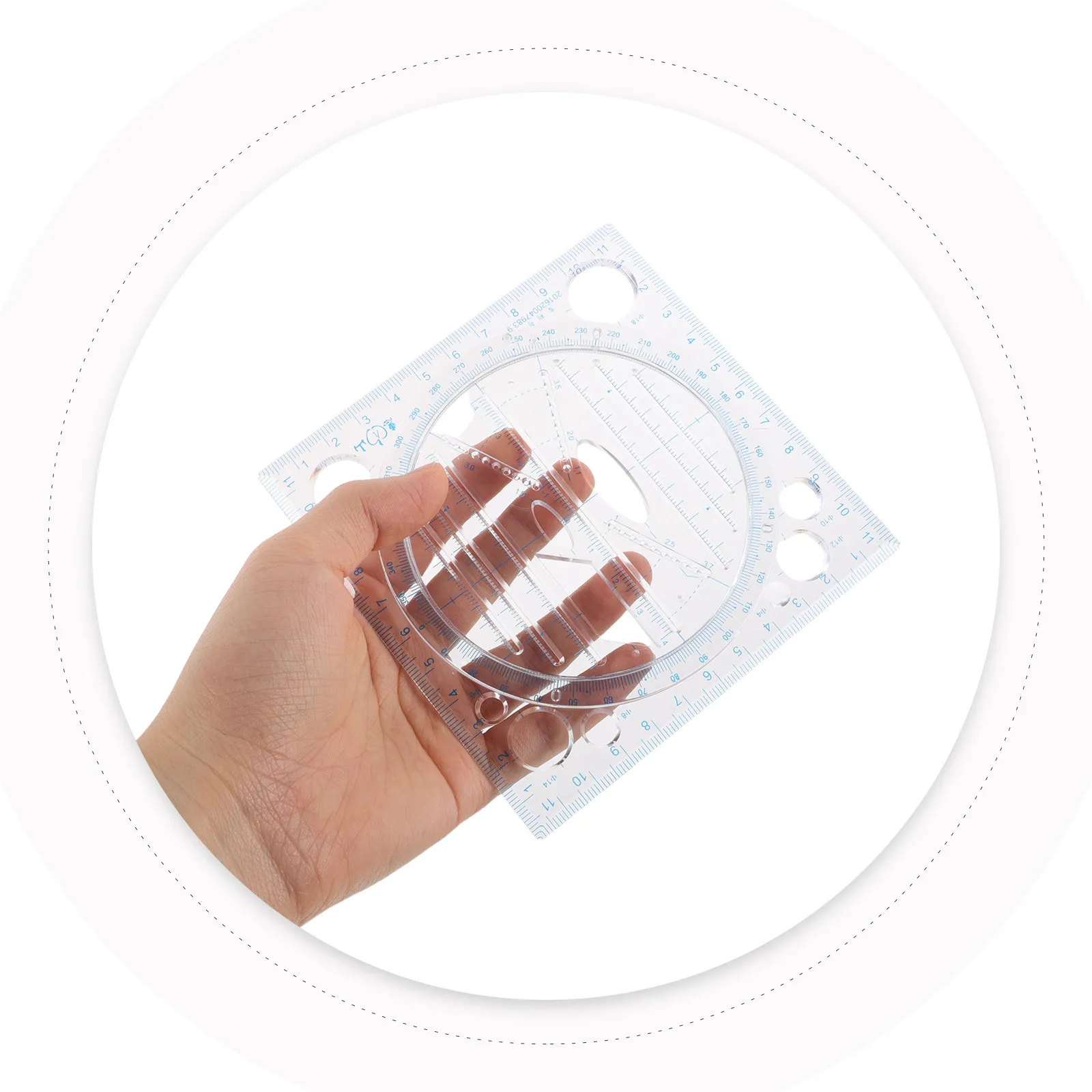 Precision Geometric Drawing Template Multifunctional Plastic Circle Stencil Angle Measuring Ruler for Students