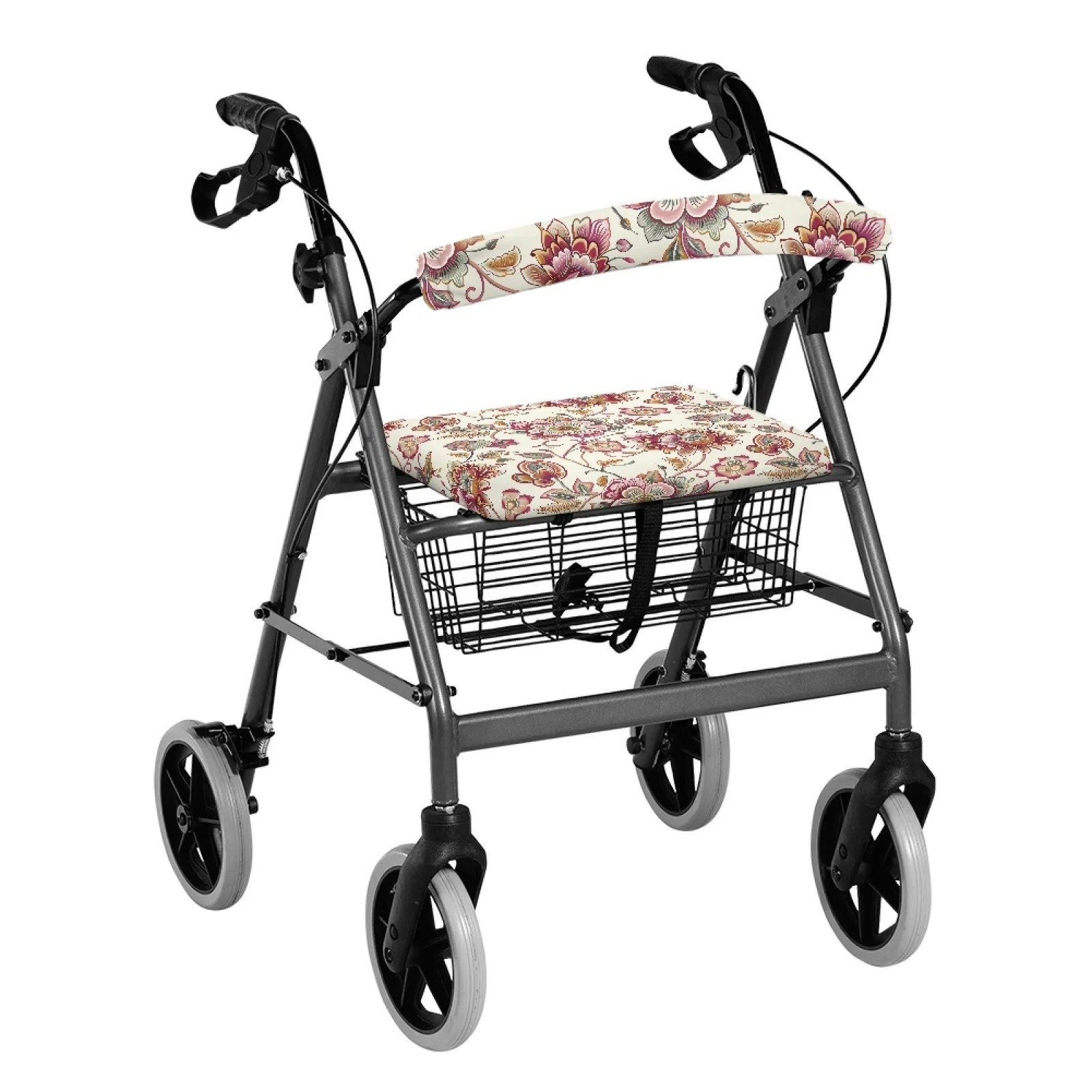 Coloranimal Flowers 2 Pieces Set Seat & Back Covers Quick Installation Rollator Walker Seat Covers for Seniors