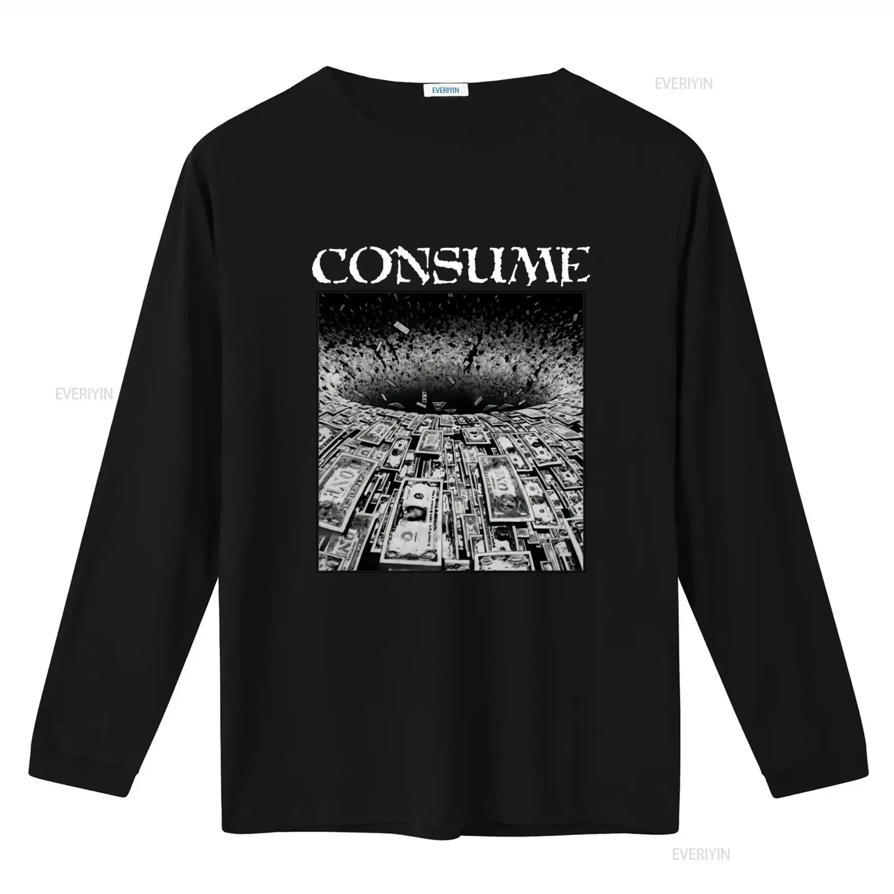 Consume Crust D Beat Merch Punk T Shirt Prints State Of Fear Money Hole Design vintage Washed streetwear fashion Stretched