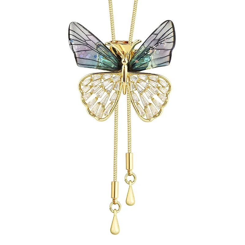 

A two-wear colorful butterfly-shaped long sweater chain and a multi-purpose ladies' necklace