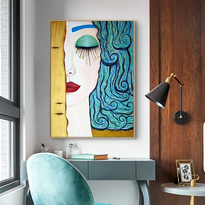 

1 шт., безрамный художник Густава Климта, поцелуй, абстрактная картина на холсте, постер, настенная художественная картина для гостиной, домашний декор