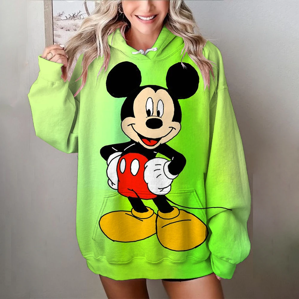 Autumn New Loose-fit Sweatshirt Women's Disney Minnie Mickey Mouse print Hooded Korean Style Student Jacket Top For Women