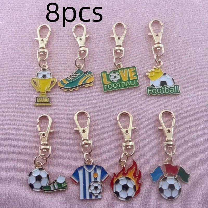 8pcs alloy drip oil football clothes shoes keychain, suitable for bag hanging accessories, the best choice for gifts