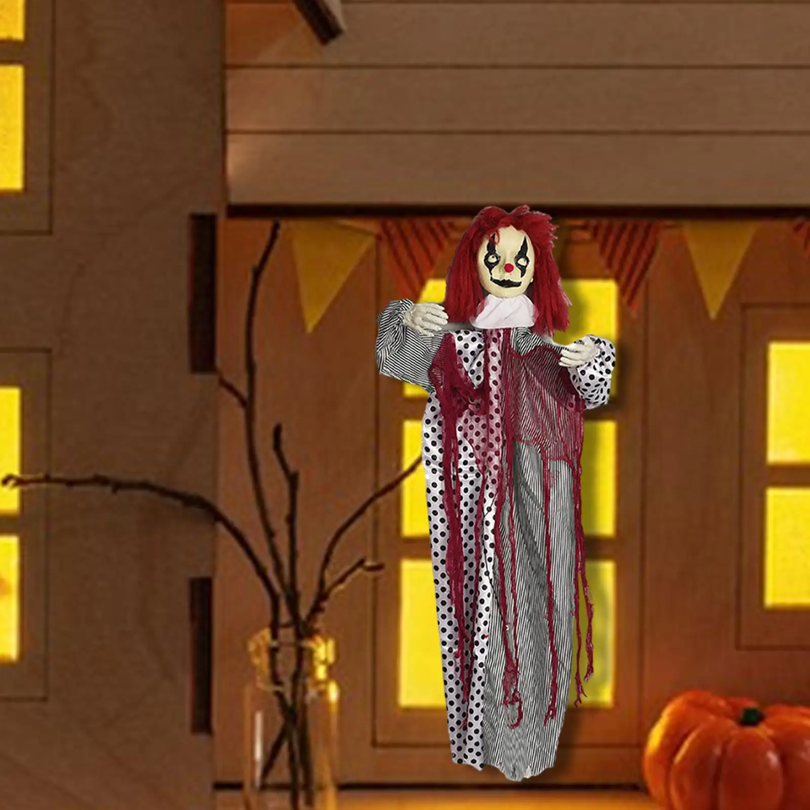 Halloween Hanging Clown Haunted House Prop for Home Garden Halloween Party